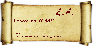 Lebovits Aldó névjegykártya